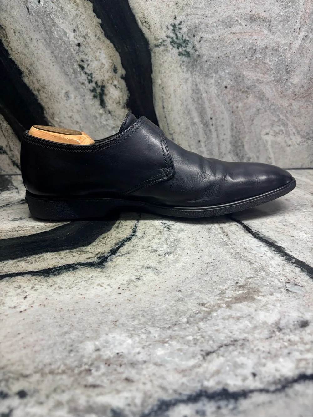 a.testoni Black Label Men’s Black Leather Monk Strap Shoes 8.5 UK / 9.5 US Italy